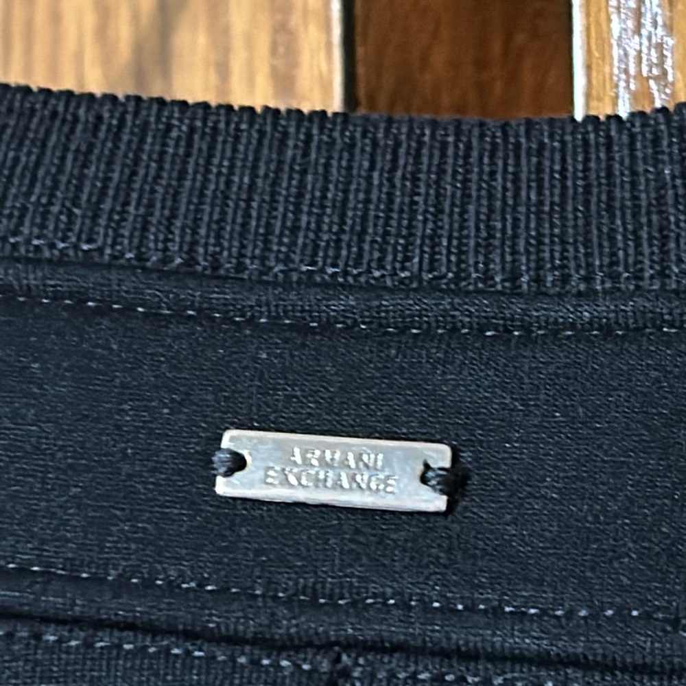 A / X Armani exchange S small gold zipper down the front black sweatshirt dress - Picture 7 of 8